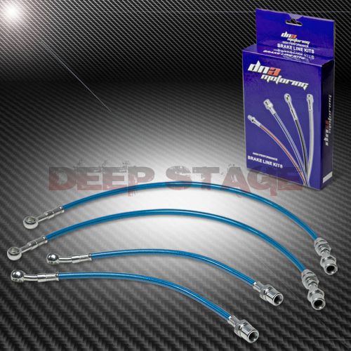 Stainless ss braided hose racing brake line 88-92 toyota corolla ae98 gts blue