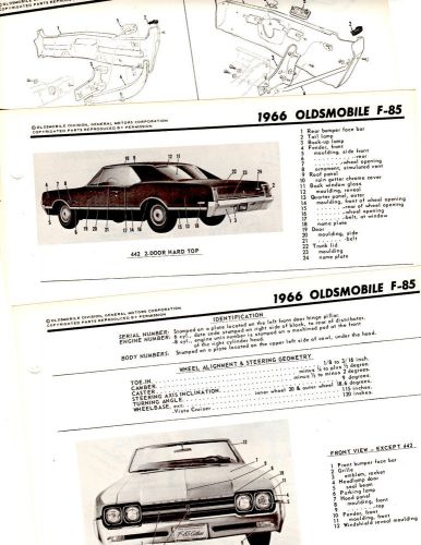 1966 oldsmobile f85 cutlass 442 motors original body part frame illustrations m2