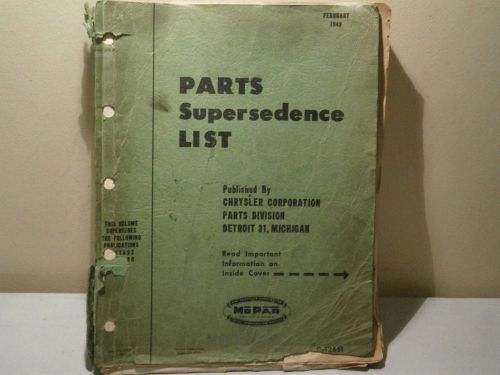 Mopar vintage 1949 parts supersedence list manual book official factory