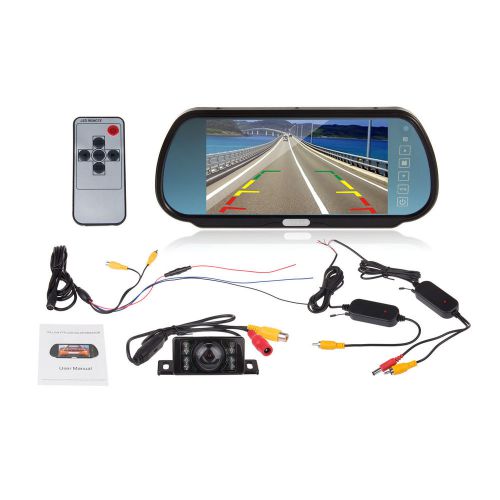 7&#034; lcd mirror monitor +wireless car reverse rear view backup camera night vision