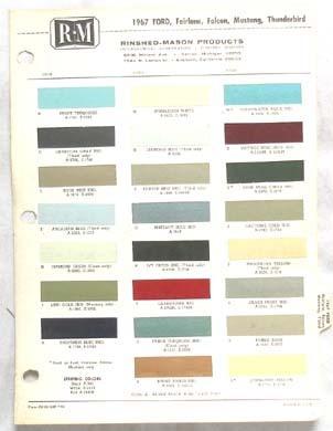 Purchase 1967 FORD PPG COLOR PAINT CHIP CHART ALL MODELS ORIGINAL ...