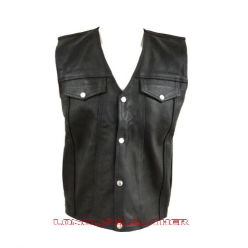 Large men&#039;s leather jeans style motorcycle biker vest new lll-303