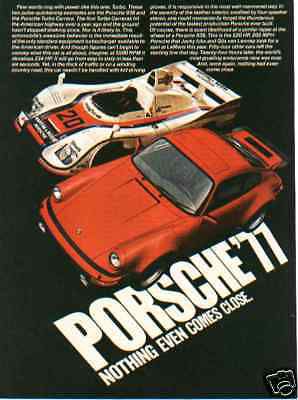 1977 porsche --nothing even comes close-- original ad