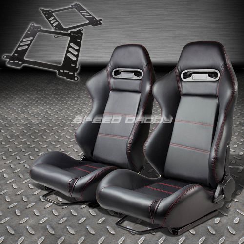 Pair type-r black pvc reclining racing seat+bracket for 99-07 focus mark 1