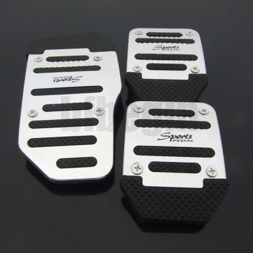 3pcs silver car non slip pedal aluminium alloy foot treadle cover pad new