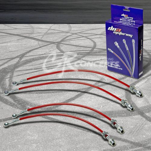 High performance stainless steel braided brake line 98-02 mazda 626 fs/kl red