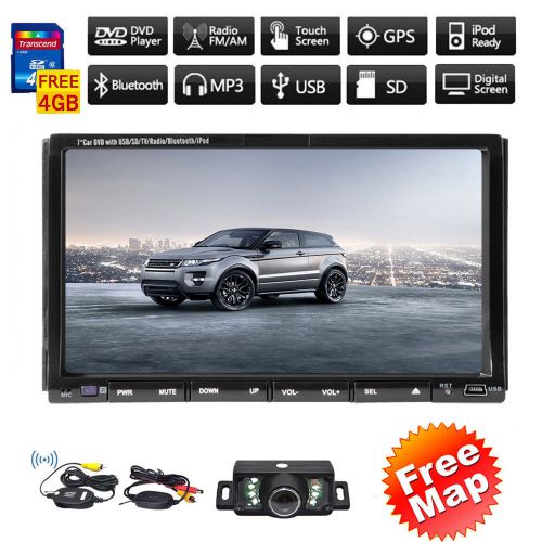 Gps navigation double 2 din car stereo dvd cd player bt ipod mp3+wireless camera