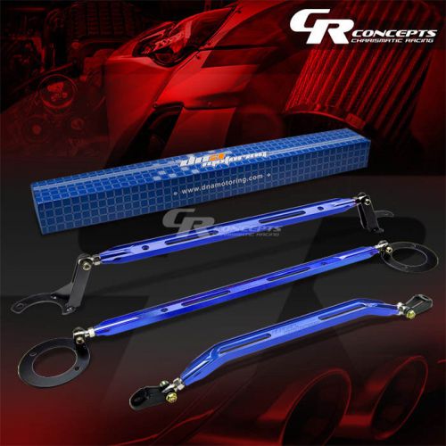 Aluminum front tower+rear upper+lower strut bar/arm for 92-96 prelude bb blue