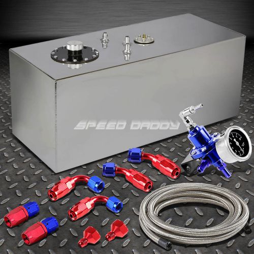 19 gallon top-feed aluminum fuel cell tank+cap+line kit+pressure regulator blue