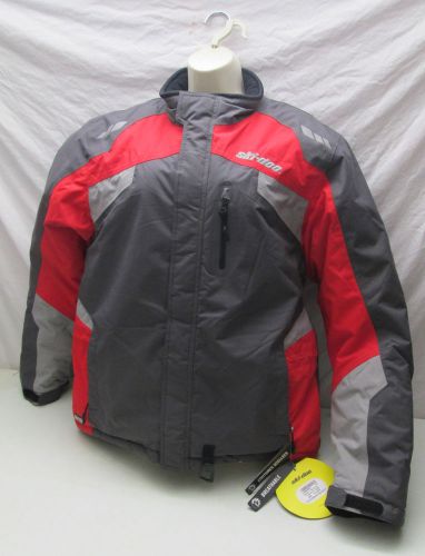 Ski doo snowmobile manteau track and trail jacket size medium gray red new