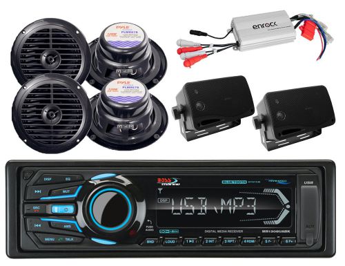 Mr1308uabk boat usb ipod bluetooth radio,800w amplifier,6 black marine speakers