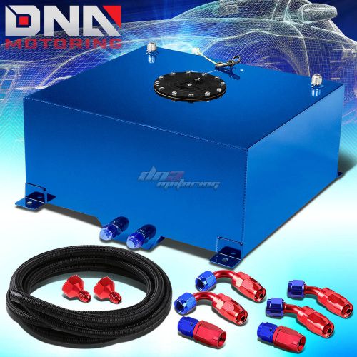 15 gallon blue aluminum fuel cell gas tank+cap+level sender+nylon oil feed kit