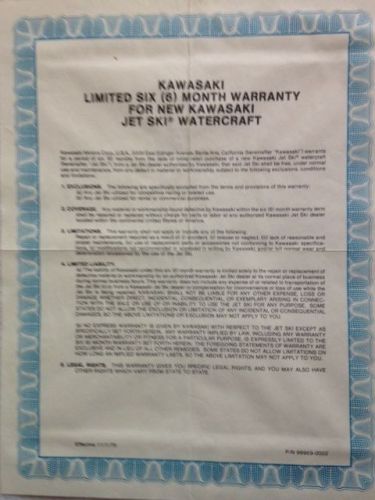 Kawasaki jet ski warranty statement