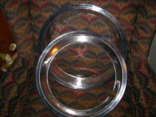 Rare original oem 1972 chevrolet gm 14&#034; chrome trim rings (two)