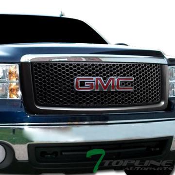 Blk vip round mesh front hood bumper grill grille abs 07-11 12 gmc sierra denali