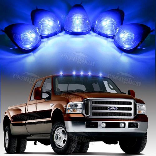 5x smoke cab marker light 264143bk+2825 5730 blue led+base for 99-16 ford