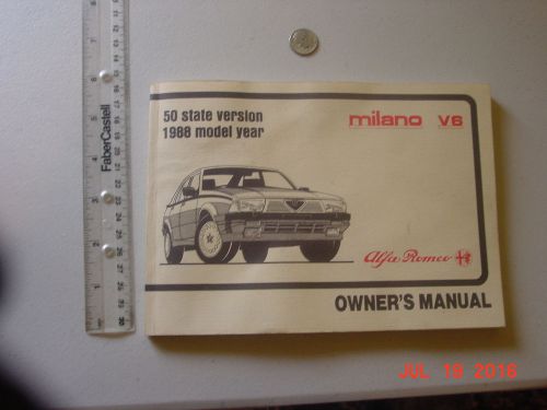 Alfa romeo 1988   milano v6 owners manual