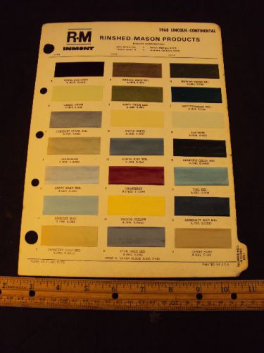 1968 68 lincoln continental paint colors chip page