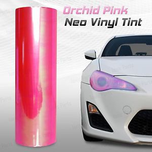 12&#034;x72&#034; chameleon neo pink headlight fog light taillight vinyl tint film (e)
