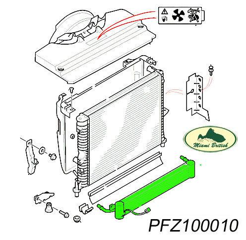 Land rover transmission oil cooler radiator discovery 2 ii 99-02 pfz100010 used