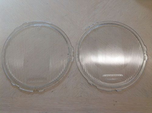 Lqqk! pair vintage auto truck monogram glass 8-3/8&#034; headlight lamp lens