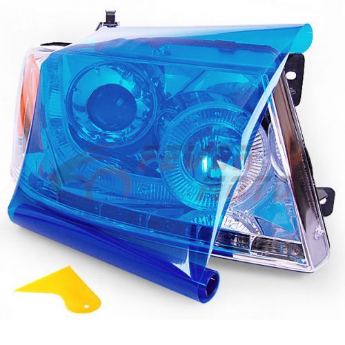 12&#034; x 58&#034; blue 3-layer vinyl film headlight tail light fog lamp sheet wrap fm