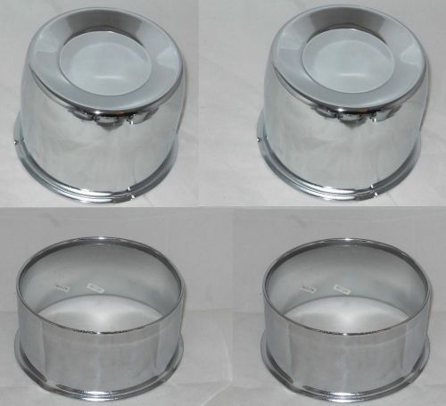 2 open 2 closed 4x4 short 8 lug chrome steel wheel rim center caps 5.12&#034; bore