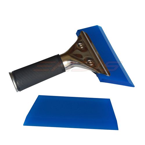 2pcs angled blue pro squeegee blades w/ one handle window film tool auto tint