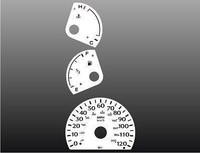 1995-1999 dodge neon non tach instrument cluster white face gauges 95-99