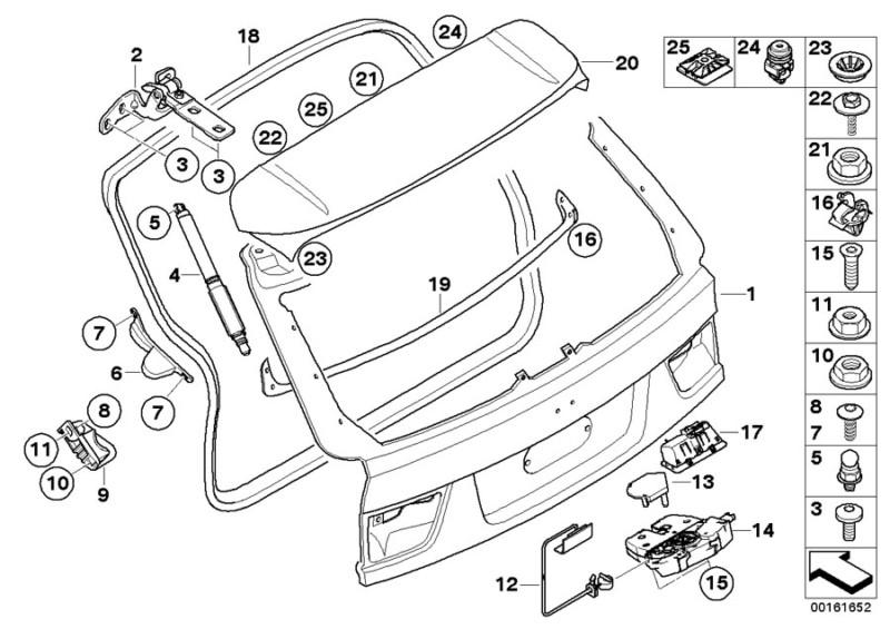 Bmw 2006-2012 x5 rear trunk middle seal new 51767162157