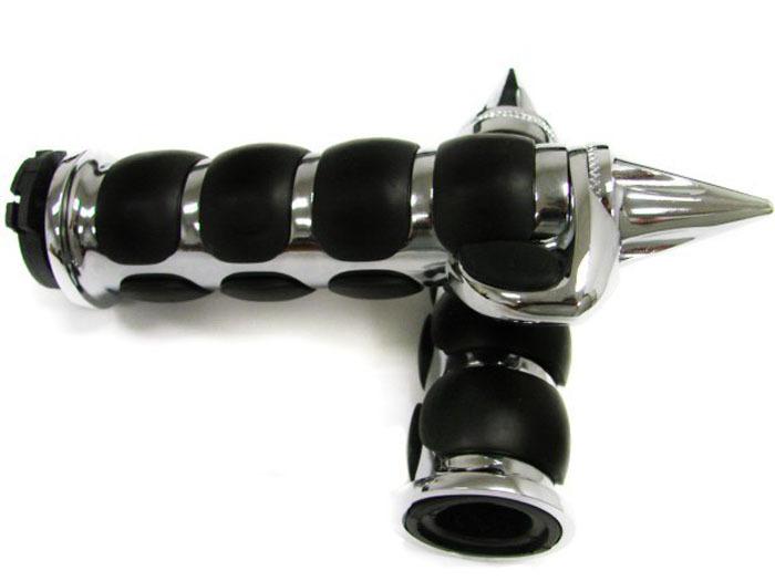 Chrome hand grips +throttle boss for harley softail dyna sportster electra glide