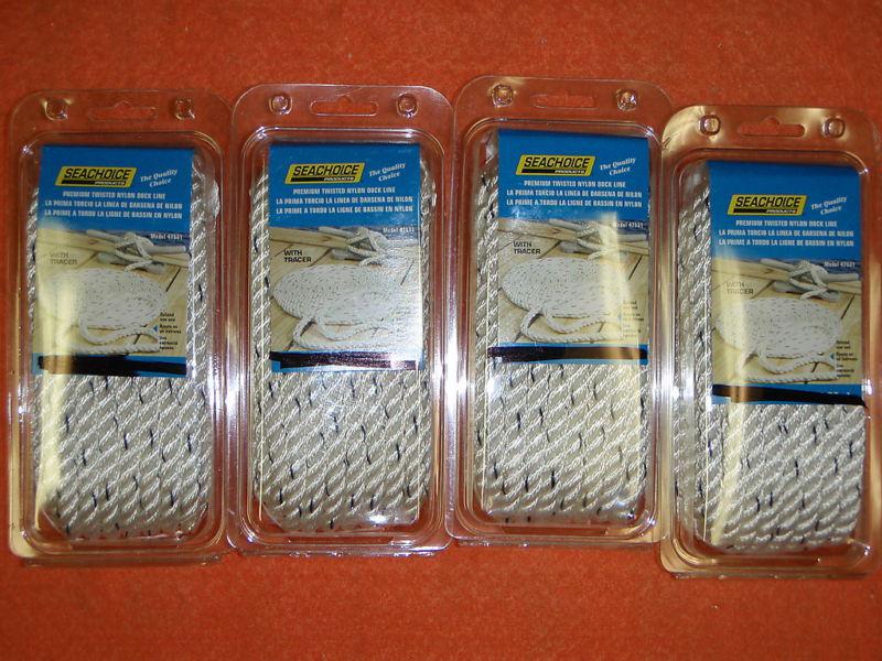 Dock line 1/2x15ft  w/blue tracer  nylon 50-47551 4pac