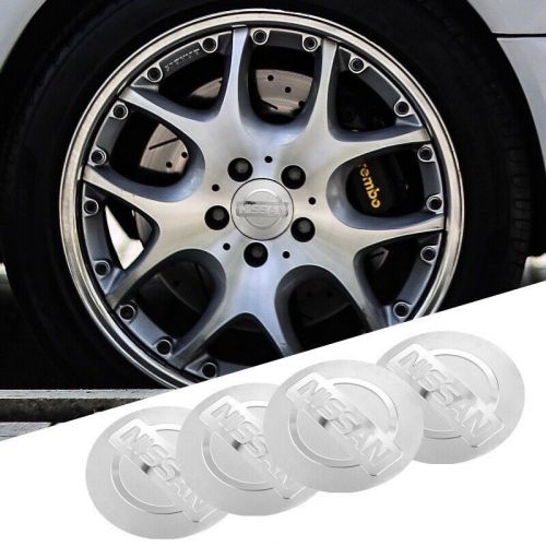 For nissan sticker 4pcs d.56mm silver center wheel hub cap emblem decal resin