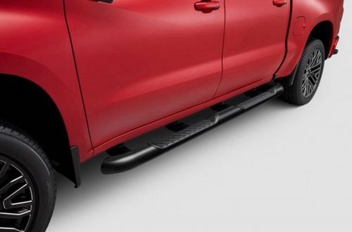 Chevrolet crew cab 4-inch round assist steps in black  chevy running boards