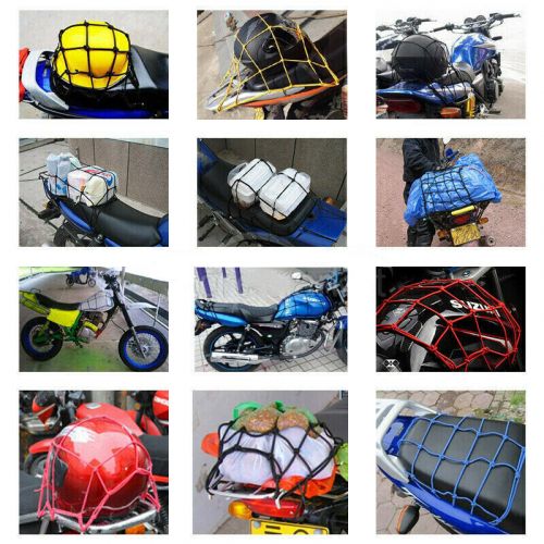 2pcs cargo net motorcycle helmet mesh tie down bungee cord adjustable-6 hooks