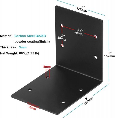 Eoere 4 pcs black 6&#034; x x 5&#034; heavy x x 5&#034;(152 x 152 x 127mm),