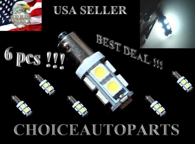 6 pcs ba9s 5050 9 smd white car led interior, dome licence plate light bulbs h6w