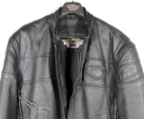 Harley davidson men's fully armored heavy weight black leather jacket xlarge