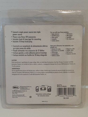 Bell automotive 39005-8 triple socket with 3 foot cord (new)