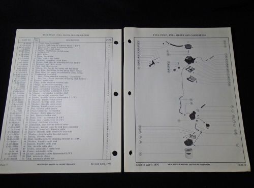 1976 mercruiser 350 inboard engine parts manual c-90-67846