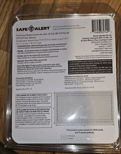 Safe-t-alert 85 series black carbon monoxide propane gas #85-741-bl new sealed