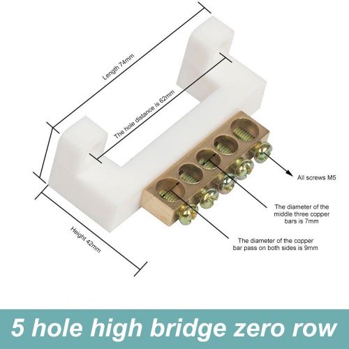 5/7 holes bridge shape ground wire line row copper tone terminal block connector