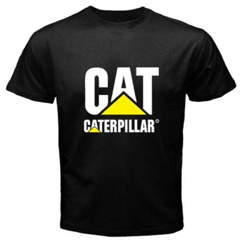 Cat logo caterpillar black men's t-shirt size s m l xl 2xl