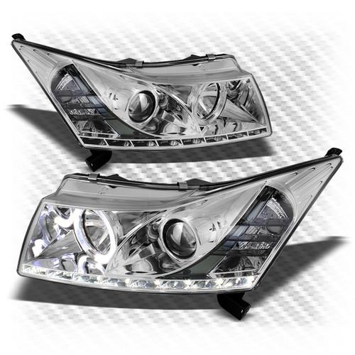 11-13 cruze chrome halo projector headlights w/daytime running lights built-in