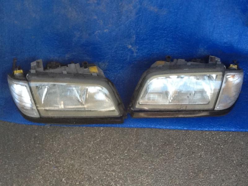 Mercedes-benz w202 headlights pair, side markers, oem  1997-1999