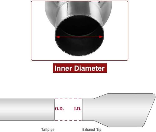 Upower pack of 2 exhaust tip 2.5 inch inlet 4&#034; outlet 9&#034; long double wall