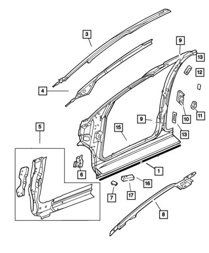 Genuine mopar windshield frame left inner 4860565ac