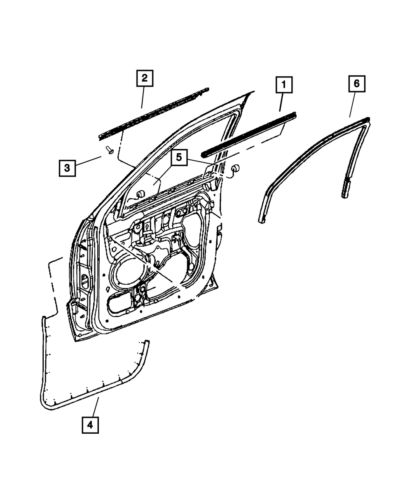 Genuine mopar front door belt inner weatherstrip right 55399166aa