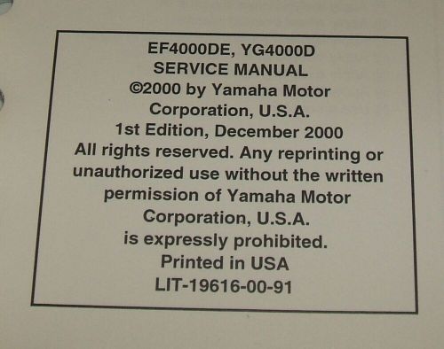 Yamaha ef4000de yg400d generator service manual