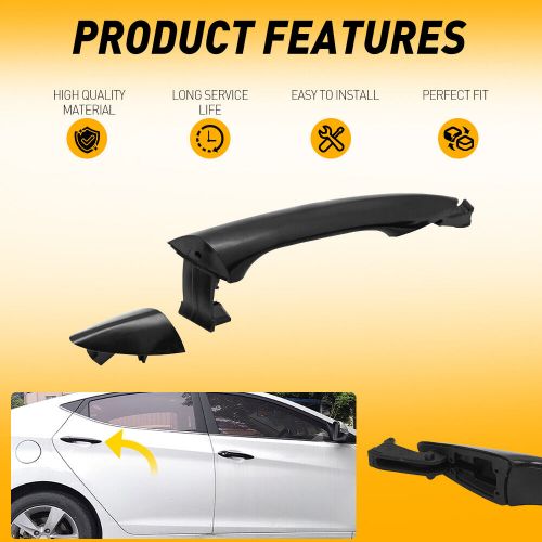 Exterior door handle rear right passenger for 2011-2016 elantra hyundai black